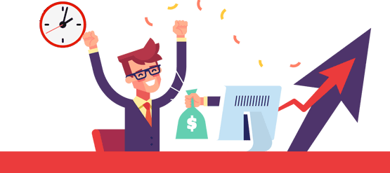 Cartoon Image of Man Celebrating After Being Awarded with Money He's Won