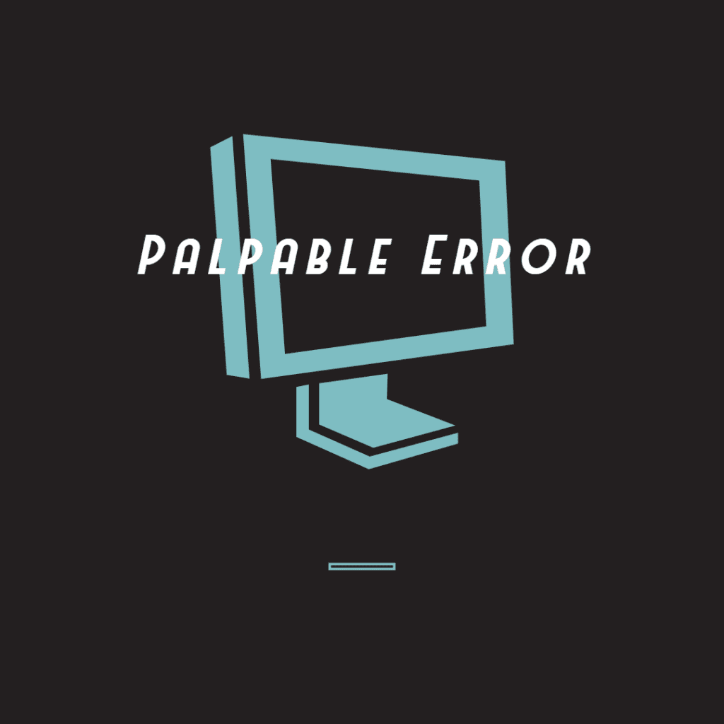 Image of monitor with text saying Palpable Error